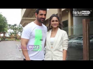 John and Mrunal promoting their movie Batla House