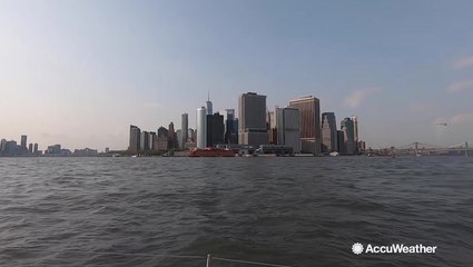 Taking in the Manhattan skyline on a sailboat ride