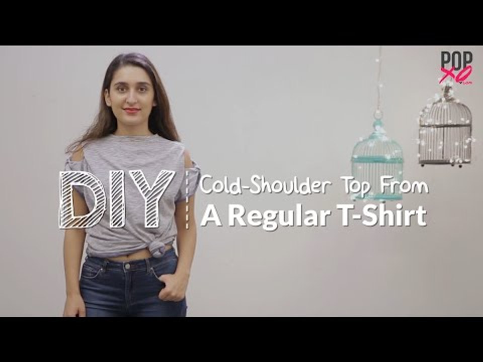 DIY: Cold Shoulder Top From An Old T-shirt | Revamp An Old TShirt - POPxo