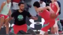 Steph Curry Gets CROSSED & Dunked On By A 7ft High School Kid!