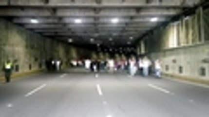 Así fue el bloqueo parcial del túnel de la Avenida Colombia en rechazo a la Ley Seca