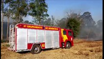 Grande área de vegetação seca é atingida por incêndio no Interlagos