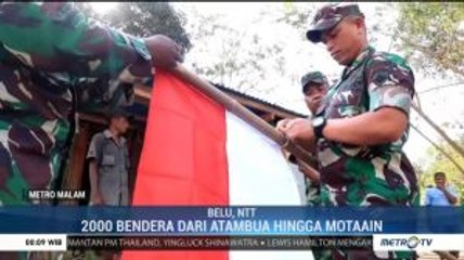 Kodim 1605/Belu Bagikan Bendera Merah Putih ke Warga di Perbatasan