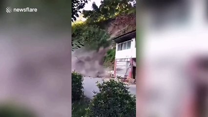 People flee when mud and trees tumble down mountain in China's Yanjin