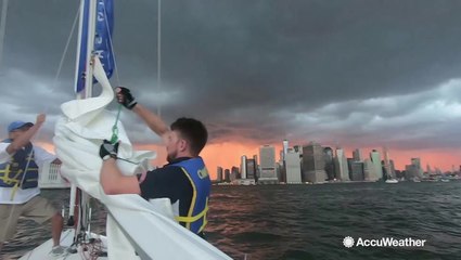 Battling weather while racing on the New York Harbor