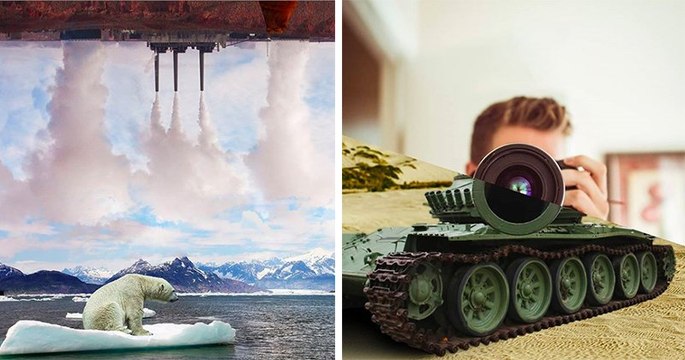 Cet artiste créé des montages pour montrer deux réalités opposées