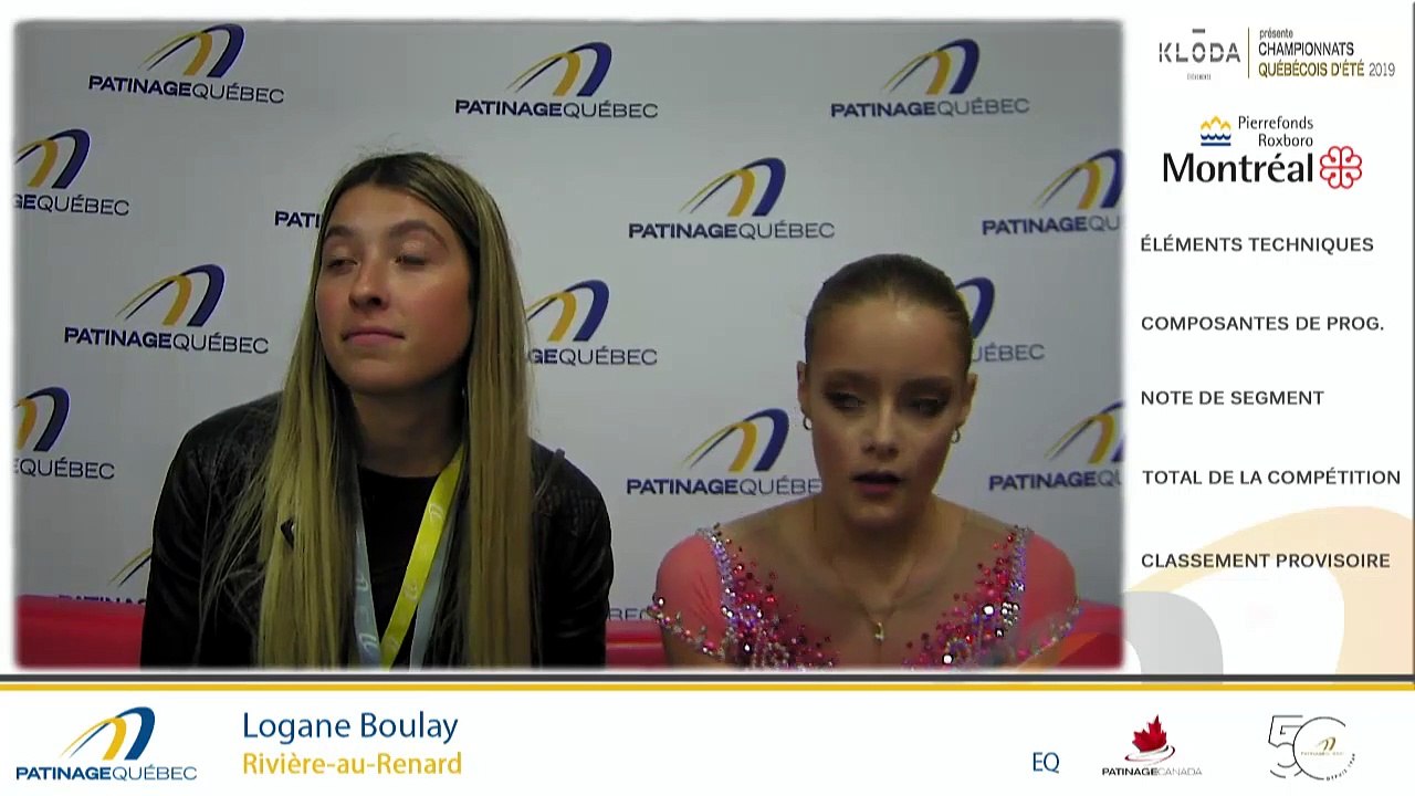 Championnats québécois d'été 2019 présenté par Kloda Focus, Pré-Novice Dames gr.3, prog. libre, Pré-Novice Messieurs, prog. libre et Junior Dames gr.1, prog court