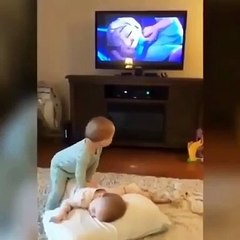 These Two Cute Babies Follow Scenes Like On Television