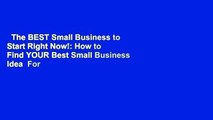 The BEST Small Business to Start Right Now!: How to Find YOUR Best Small Business Idea  For