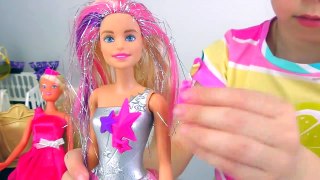 Barbie Doll Kids Makeup & Costume Alisa Pretend Play with GIANT DOLL & Transformation with DRESS UP