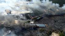 Gebze'de orman ve çalılık yangını havadan görüntülendi