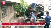 Kağıthane’de freni patlayan çekici 3 araca çarptı