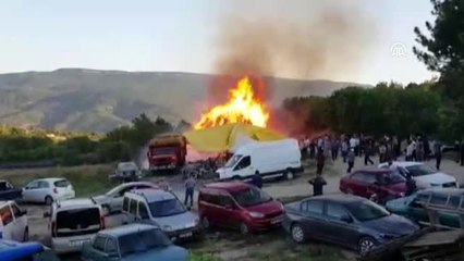 Kurban kesim alanında yangın