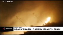 Residents from Tejeda village were evacuated as a wildfire burns in Gran Canaria