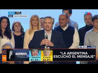 El discurso de Alberto Fernandez: "La Argentina finalmente escuchó el mensaje"