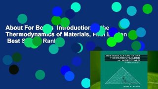About For Books  Introduction to the Thermodynamics of Materials, Fifth Edition  Best Sellers Rank