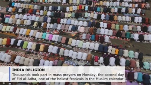 Indian Muslims gather for mass prayers on second day of Eid al-Adha