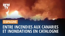 En Espagne, entre incendies aux Canaries et inondations en Catalogne