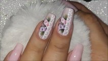 unhas decoradas/ botao de rosa em carga dupla