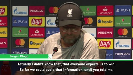 I didn't know we were favourites - Klopp