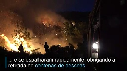 Ilha grega sofre com incêndio