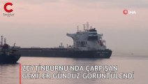 Zeytinburnu’nda çarpışan gemiler gündüz görüntülendi