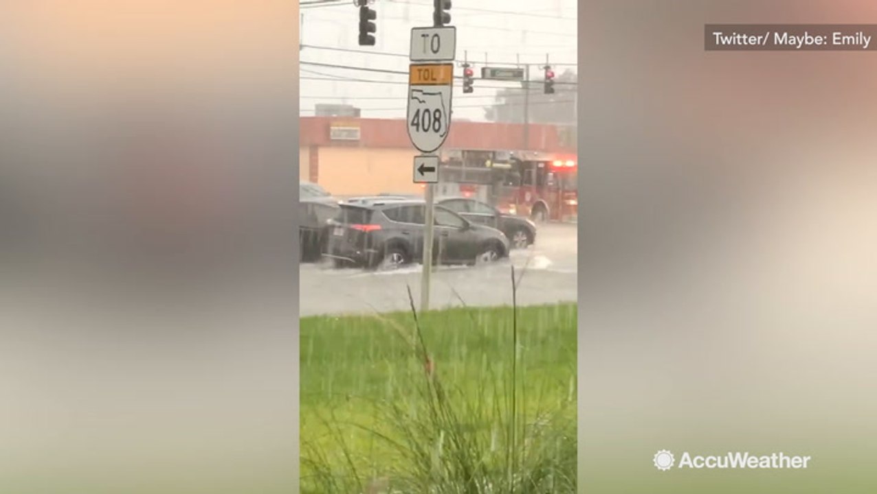 Intersection flooded during storm