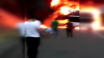 TEM'de seyir halindeki otobüs alev alev yanarak böyle küle döndü