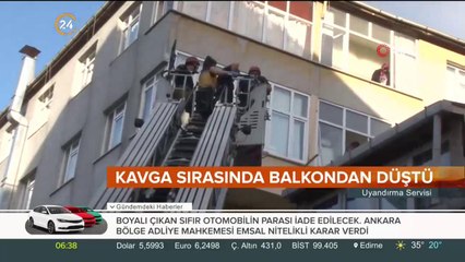 Oğlu ile kavga eden baba balkondan yan binanın çatısına düştü