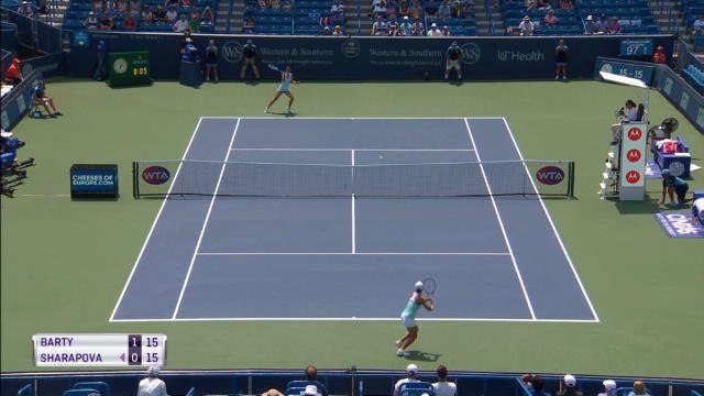تنس: بطولة سينسيناتي: بارتي تفوز على شارابوفا 6-4، 6-1