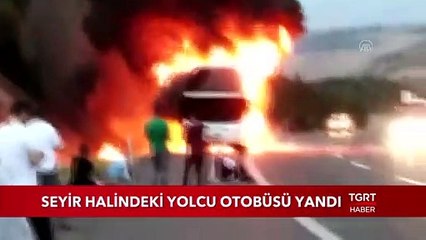 Seyir Halindeki Yolcu Otobüsü Yandı