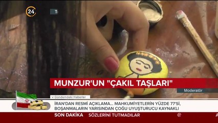 Çakıl taşlarına resim yapıyorlar