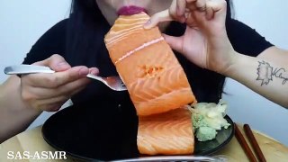 ASMR Salmon Sashimi (EXTREME SAVAGE EATING) Whole Big Slice NO TALKING _ SAS-ASM