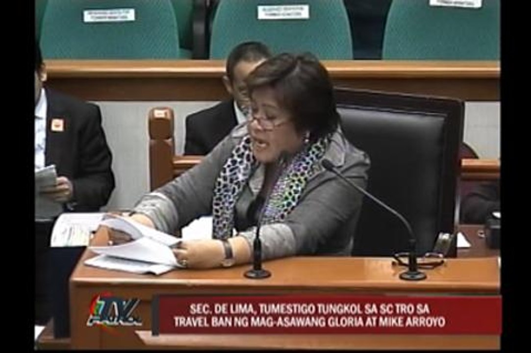 De Lima testifies on SC TRO on Arroyo travel ban