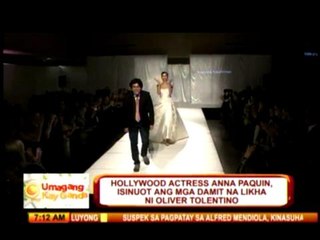 Hollywood star Paquin wears Tolentino's creation