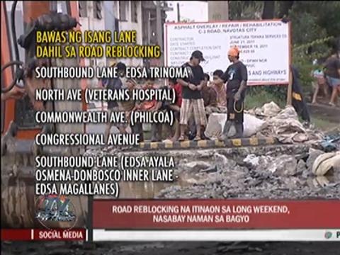 DPWH’s road reblocking may reach Tuesday