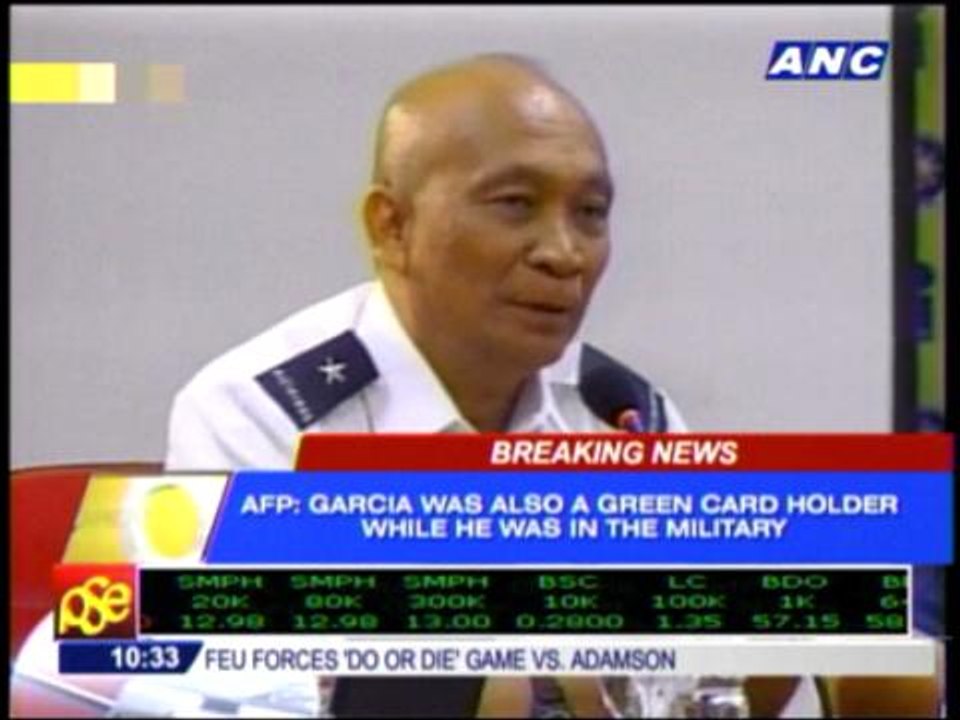 Ex-Gen. Garcia detained for violations of Articles of War
