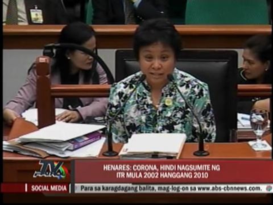 BIR chief testifies on Corona's ITR