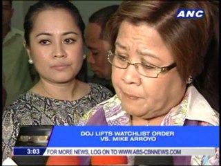 No more DOJ watch list order vs Mike Arroyo