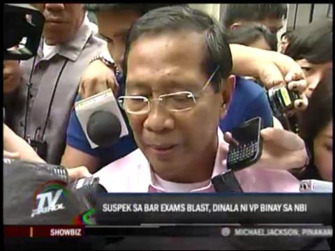 Binay turns over bar exams blast suspect to NBI