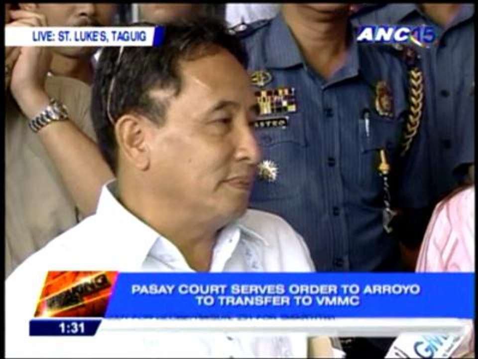 Pasay sheriff serves hospital transfer order to GMA