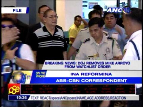 DOJ removes Mike Arroyo from watchlist order