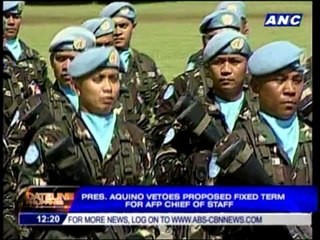 Aquino vetoes bill fixing term of AFP chief