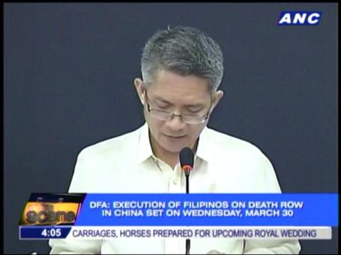 DFA: China sets execution of 3 Pinoys