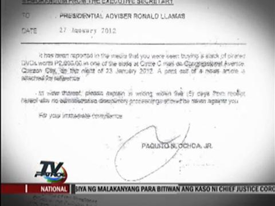 Llamas apologizes to PNoy after pirated DVD incident