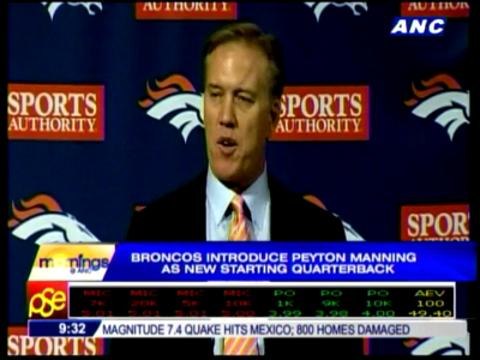 Broncos introduce Manning as new quarterback