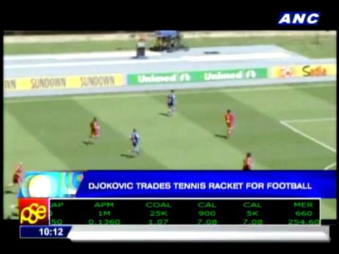 Djokovic trades tennis racket for football