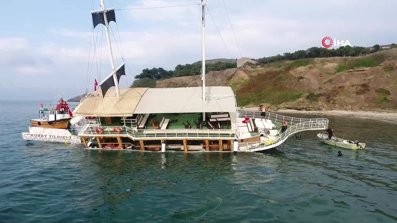 Sinop’ta karaya oturan gezi teknesini kurtarma...
