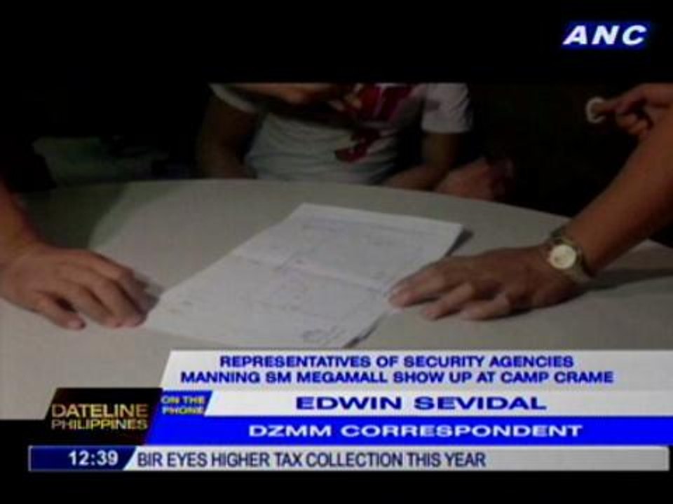Representatives of security agencies manning SM Megamall show up at Camp Crame