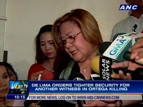 De Lima orders tighter security for Ortega slay witness